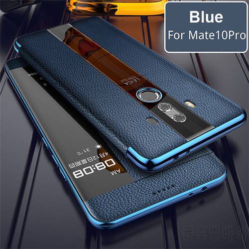 For Huawei Mate 10 Pro 9 pro Genuine leather case Phone protection windows view true flip leather case cover for huawei mate 10