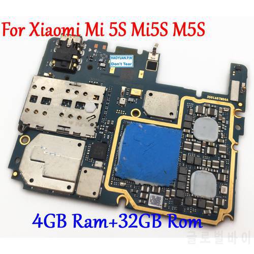 Global ROM Tested Full work Unlocked MIUI Mainboard Motherboard With Chips Circuits Flex Cable For Xiaomi Mi 5S MI5S M5S