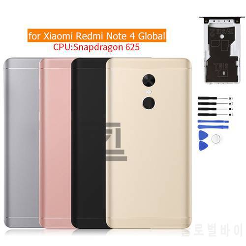 for Xiaomi Redmi Note 4 Global Battery Back Cover Metal Rear Door Housing + Card Tray Holder Replacement Repair Spare Parts