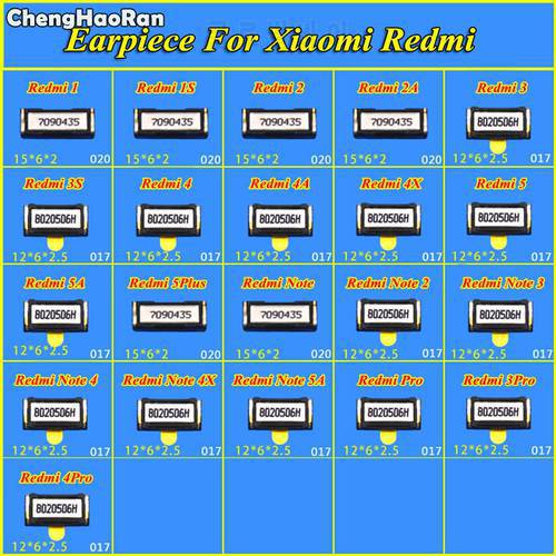 ChengHaoRan 2pcs Earpiece Ear Sound Speaker Receiver For Xiaomi Redmi 1 1S 2 2A 3 3X 3S 4 Pro 4A 4X 5 5Plus Note 2 3 Pro 4 4X 5A