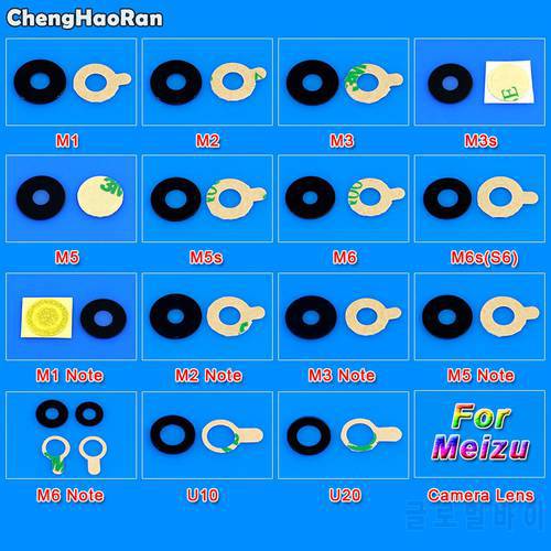 ChengHaoRan Camera Glass For Meizu M1 M2 M3 M3s M5 M5S M6 Note S6 U10 U20 Rear Back Camera Lens Glass + Sticker Repair Parts