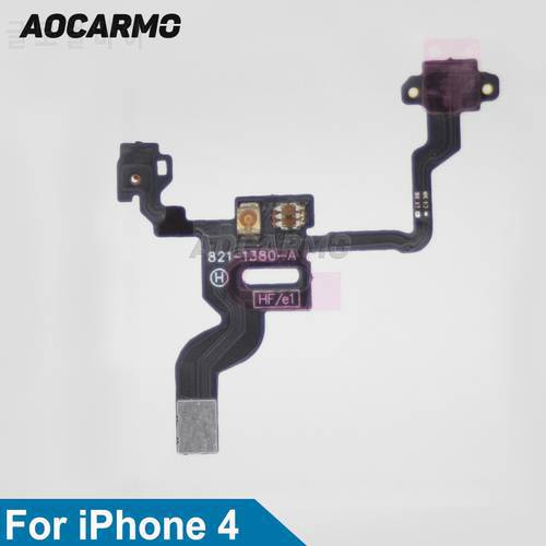 Aocarmo New Replacement On/Off Power/Lock Button/Switch Flex Cable With Mic For iPhone 4