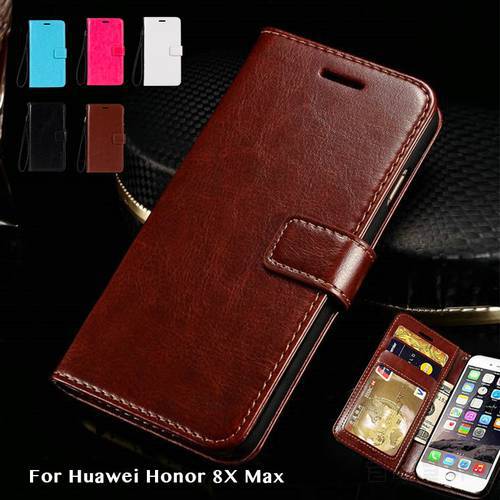 PU Leather Flip Case For Huawei Honor 8X Max Stand Card Holder Silicone Case Wallet Cover For Huawei Y Max Business Case