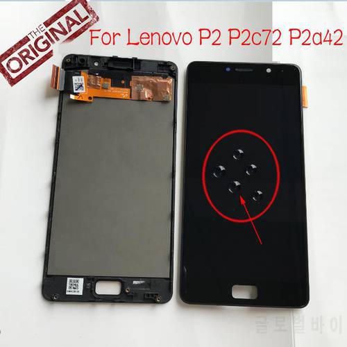 100% Original Amoled LCD Display Touch Screen Digitizer Assembly With Frame For Lenovo vibe P2 P2c72 P2a42 phone panel Sensor