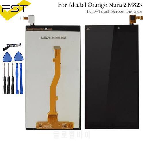 Black For Alcatel Orange Nura 2 Nura2 M823 LCD Display Touch Screen Digitizer Assembly Spare Parts+Tools