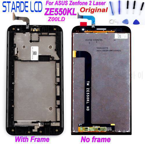Original Display for ASUS Zenfone 2 Laser ZE550KL Z00LD LCD Display Touch Screen with Frame Replacement Parts with Free Tools