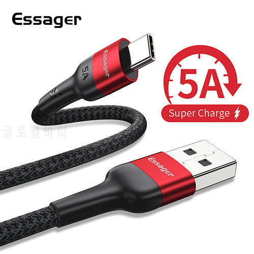 Essager 5A USB Type C Cable For Huawei P30 P20 Pro Mobile Phone USB-C Type-C Charger Super Fast Charge USBC Data Wire Cord