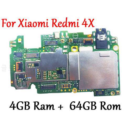 (Tested)Full Work Original Unlock Motherboard For Xiaomi Redmi 4X 4GB+64GB Logic Circuit Board Plate Fast Ship