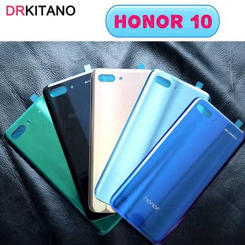 DRKITANO for Huawei Honor 10 Battery Back Cover Glass Panel Rear Housing Door Case+Camera Lens Replacement+Adhesive Sticker