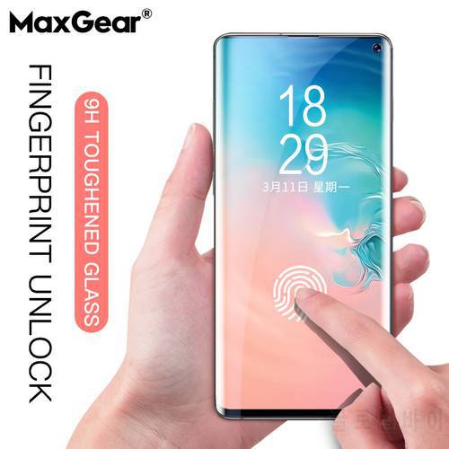 Curved Tempered Glass for Samsung Galaxy S10 Plus Screen Protector for Samsung S10E S10plus S 10 Plus E Fingerprint Unlock Film
