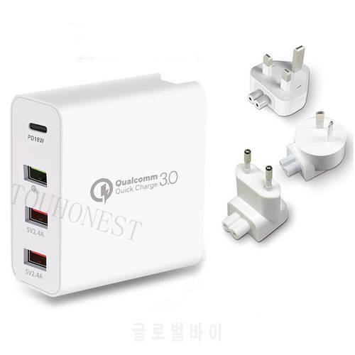 48W QC 3.0 Quick Charger 3.0 PD Type C USB Charger for Samsung iPhone Huawei Tablet Fast Wall Charger US EU UK AU Plug Adapter