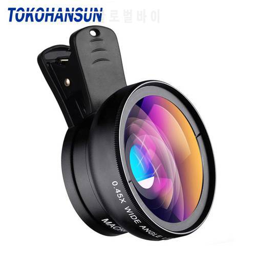 TOKOHANSUN HD 37MM 0.45x Super Wide Angle Lens with 12.5x Super Macro Lens for iPhone 6 Plus 5S Samsung S8 Camera lens Kit