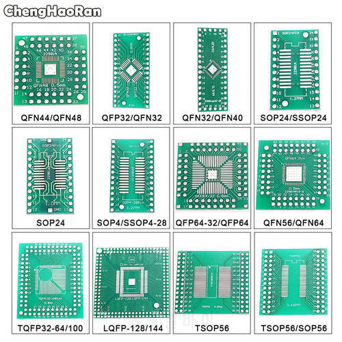 ChengHaoRan QFN44 48 QFP32 SOP24 SSOP24 QFP64 QFN64/40 TSOP56 to DIP PCB Transfer Board DIP 24/32/40/48 Pin Board Pitch Adapter
