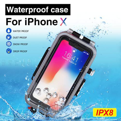 Diving Waterproof Case for iPhone X Underwater 60m/195ft IPX8 Housing Case for Swimming Surfing Snorkeling Photo Video Taking