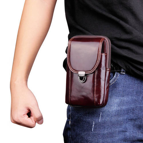 Vertical Waist Bag Holster Genuine leather Phone pouch case Ulefone Armor X3 OnePlus 7 Pro Oukitel K12 Cases Belt Clip cover
