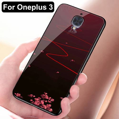 Coque For Oneplus 3 A3000 Case 1+3 A3000 Tempered glass hard back cover soft TPU edge Oneplus3 case One plus 3 Protective cases