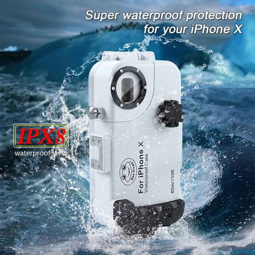 195FT/60M For iPhone X/XS Diving Case Cover Professional Surfing Swimming Snorkeling Photo Video Waterproof Underwater Case