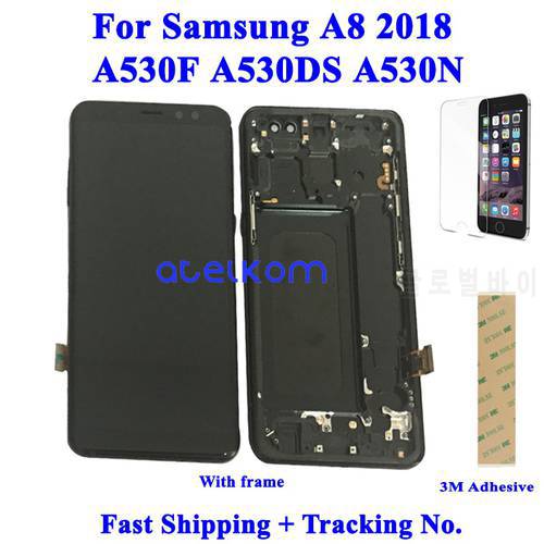 Tested Super AMOLED For SAMSUNG A8 2018 A530F LCD For SAMSUNG A530 A530F A8 2018 Display LCD Screen Touch Digitizer Assembly