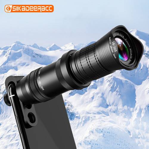 18-30X Mobile Phone Zoom Optical Telescope Camera Lens For iPhone External Clip Lens Adjustable Universal Outdoor Equipment