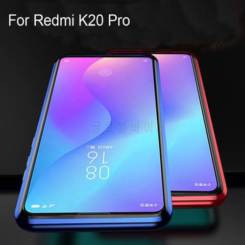 Luxury Magnetic Adsorption Case For Xiaomi Redmi K20 Pro Metal Frame Doubl Tempered Glass Cover K20Pro Protective Phone Case
