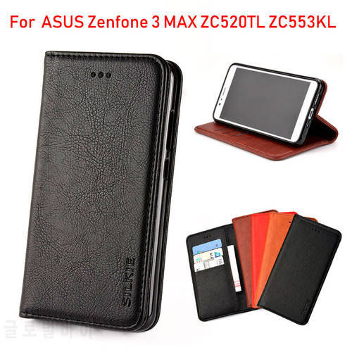 For ASUS Zenfone 3 MAX ZC520TL case Luxury Flip cover Vintage Leather Without magnets phone Cases for ZC553KL funda coque capa