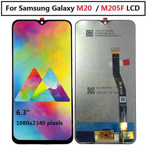 6.3&39&39For Samsung Galaxy M20 2019 M205 M205F M205G/DS LCD with frame Display Touch Screen Digitizer Assembly Replace M20 lcd