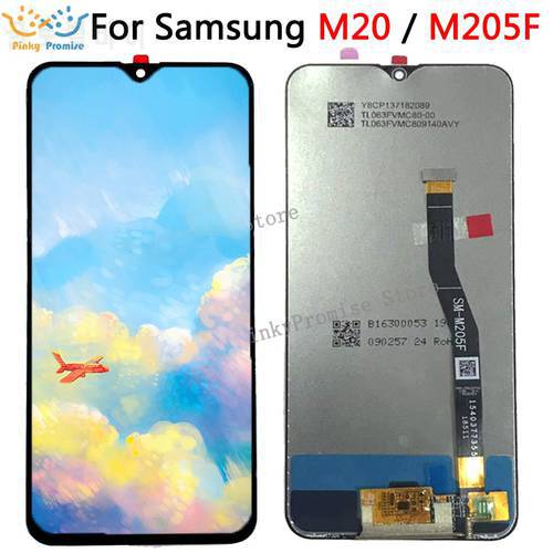 6.3&39&39 LCD For SAMSUNG Galaxy M20 2019 SM-M205 M205F LCD Display Touch Screen Digitizer Assembly replacement parts