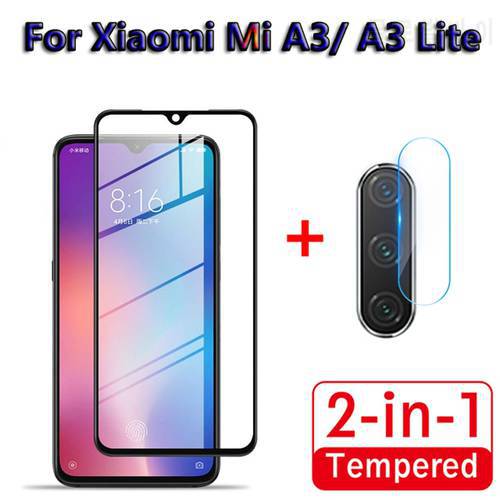2 in 1 Full Cover Tempered Glass For Xiaomi Mi A3 Lite Back Camera Lens Screen Protector Glass For Xiaomi Mi A3 Camera Lens Film