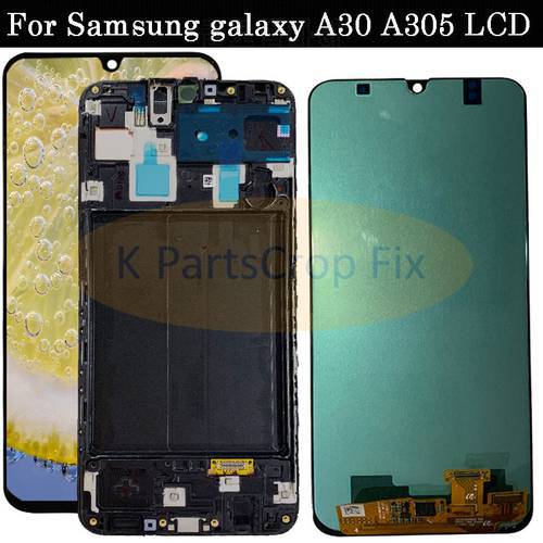 Super AMOLED For Samsung galaxy A30 lcd 2019 Touch Screen Digitizer Assembly A305/DS A305F A305FD A305A SM-A305F/DS with frame