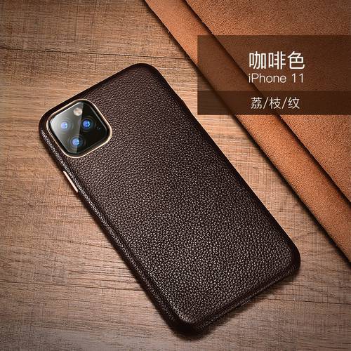 Full Grain Cowhide Leather Cover For iPhone 11 12 Pro Max Mini iPhone12 Genuine Cowhide Back Case Metal Button Vintage Business