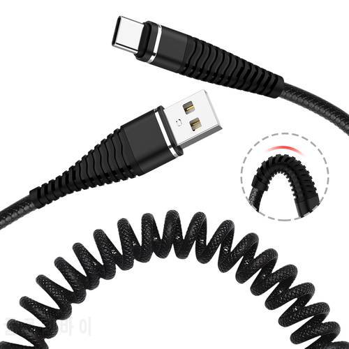 Spring Micro USB Cable Type C Fast Charger For Samsung S8 S9 S7 Edge Car Retractable Data Cord For Huawei P30 lite Redmi note 7
