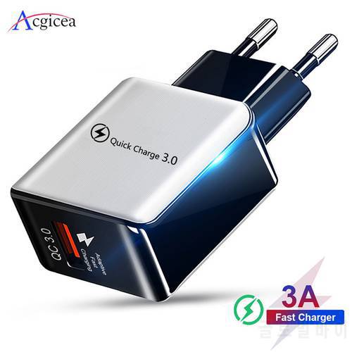 18W Quick Charge 3.0 Fast Mobile Phone Charger EU Plug Wall USB Charger Adapter For iPhone 11 Pro XR XS Max Samsung Redmi Huawei