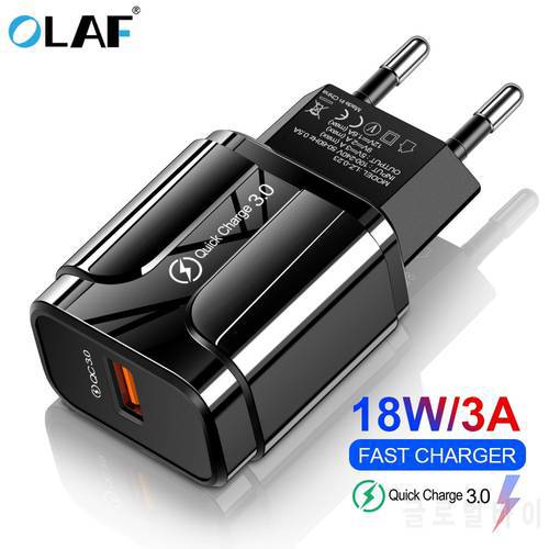 OLAF 18W Quick Charge 3.0 USB Charger EU US 5V 3A Fast Charging Adapter Mobile Phone Charger For iphone Huawei Samsung Xiaomi LG
