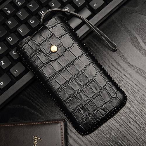 Genuine Leather Pull Sleeve Pouch Bags Cover Real Cowhide Magnetic Phone Case For Samsung Galaxy Note9 Note 9 Crocodile Grain