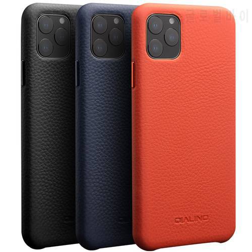 Qialino Brand Genuine Leather Flip Cover For iPhone 11 Pro Max Real Natural Cow Skin Back Case For iPhone11 Full Edge Protect