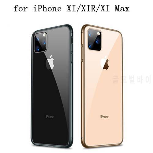 Luxury Transparent Tempered Glass Phone Case For iPhone XI Max/XIR Metal Protection Bumper Cover Funda for iPhone XI iPhone 11