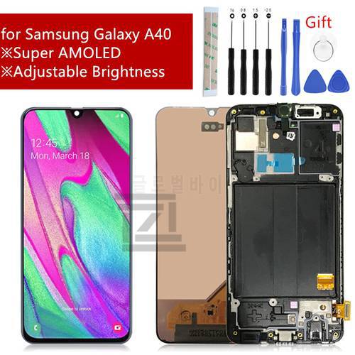 Super AMOLED For Samsung Galaxy A40 LCD A405 LCD Display Touch Screen Digitizer Assembly With Frame A40 Screen Replacement Parts