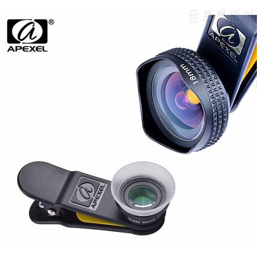 APEXEL Professional 4K Wide Angle Lens 0.6x HD Ultra Wide Angle Lens + 12-24x Macro Lens For iPhone 7 8 HTC And Most Smartphones