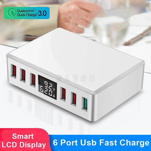 Tongdaytech Multi 6 Port USB Charger Quick Charge QC 3.0 Lcd Display Fast Phone Charger Carregador Portatil For Iphone Samsung