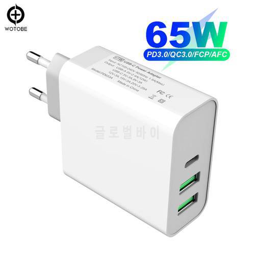 WOTOBE USB-C Wall Charger,1Port PD3.0 60W/45W/30W QC3.0 Charger For MacBook Pro/Air iPad Pro,2port USB for S8/S10 iPhone 8/X/11
