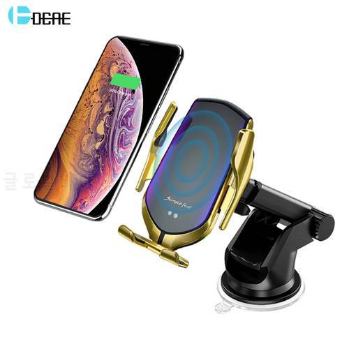DCAE 10W Wireless Car Charger Automatic Clamping Fast Charging Mount for iPhone 12 11 Pro XS XR X 8 Samsung S21 S20 Phone Holder