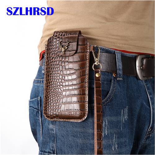 Wrist Men Genuine Leather Case Mobile Phone Waist Bag Wear Belt Verticle Waist Bag for ASUS ZenFone Max M2 ZB633KL ZB632KL