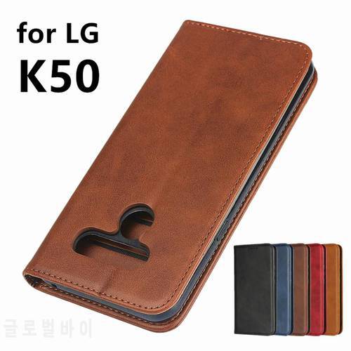 Leather case For LG K50 Flip case card holder Holster Magnetic attraction Cover Case Wallet Case