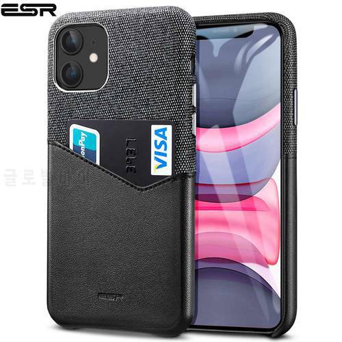 ESR Card Slot Case for iPhone 11 Pro Max 2019 Cover Thin Light Leather Case with Soft Fabric Bumper Case for iPhone 11 11 Pro