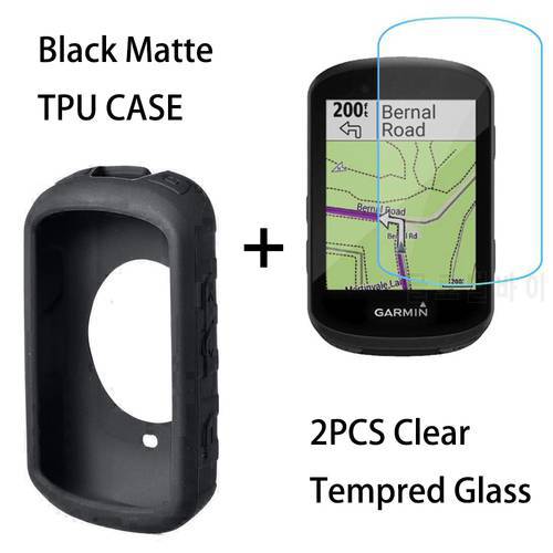 For Garmin Edge 830 530 1030 130 1040 Plus GPS Bike Slip-proof Silica Gel Case +2PCS Clear Tempered Glass Screen Protector 1040