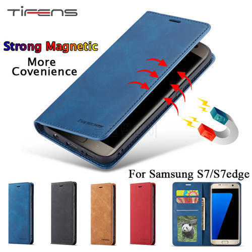 Wallet Cord Slots Flip Case For Samsung Galaxy S22 S21 S20 FE S10 E S9 S8 Plus S7 Edge Leather Strong Magnetic Phone Bags Cover