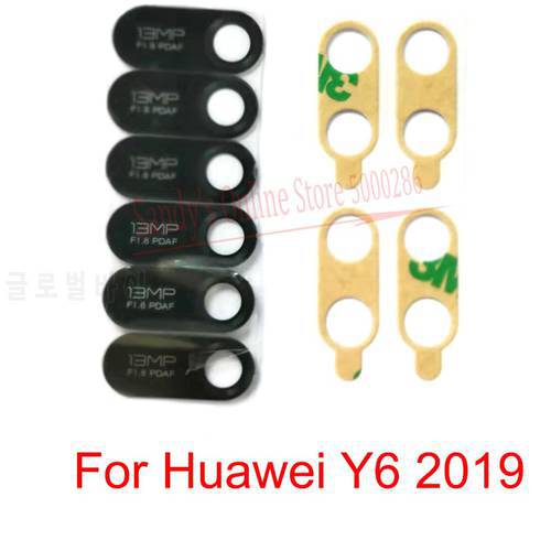 New Cell Phone Back Rear Camera Glass Lens For Huawei Y6 2019 Back Big Camera Lens Glass Cover With Adhesive Sticker Spare Part