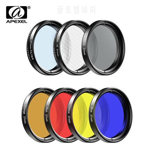 APEXEL Professional Phone Lens kit 0.45x Wide+37mm UV Full Blue Red Color Filter+CPL ND32+Star Filter For iPhone Samsung Huawei