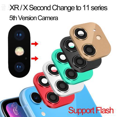 Luxury Fake Camera Lens Support Flash Cover Protector Glass Case Sticker Seconds Change to i Phone 11 Pro Max for i Phone XR X