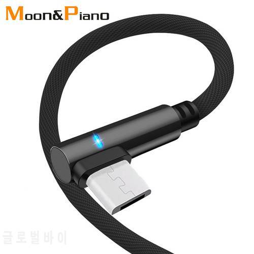 Data Cables With Light 90 Degrees Right Angle Type c Android System Mobile Phone Charging Cable Micro USB Wire